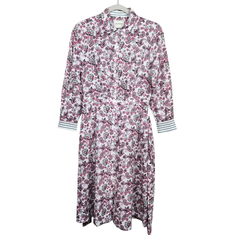 Court & Row Devon Classic Fresh Peony Paisley Floral Shirt Dress Womens Size 4 - Picture 6 of 15